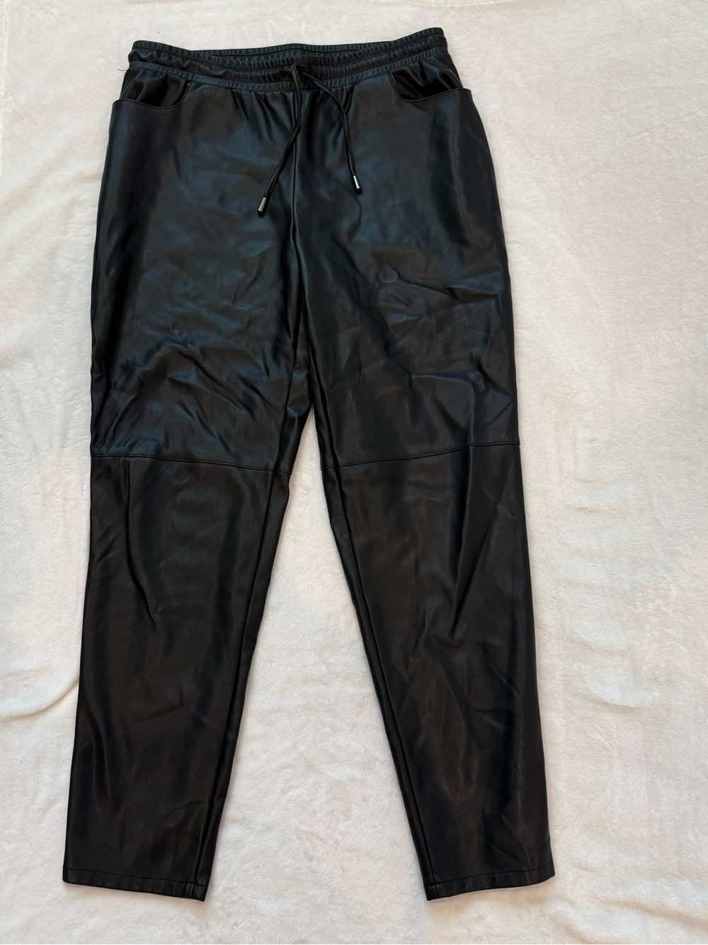 Candace Cameron Bure Black Faux Leather Joggers
